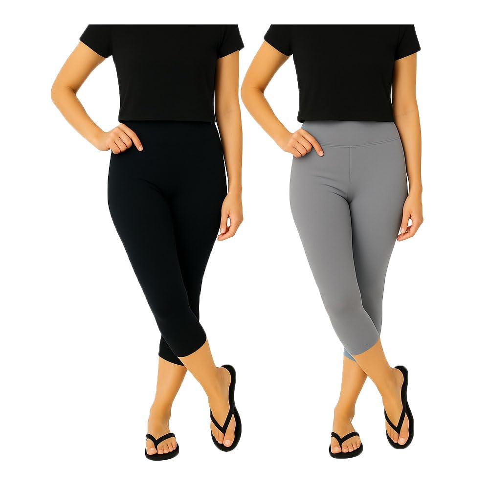Womens Regular Wear Skinny Plain Capri for Women Black, Grey (Combo Pack of 2)-picture-12