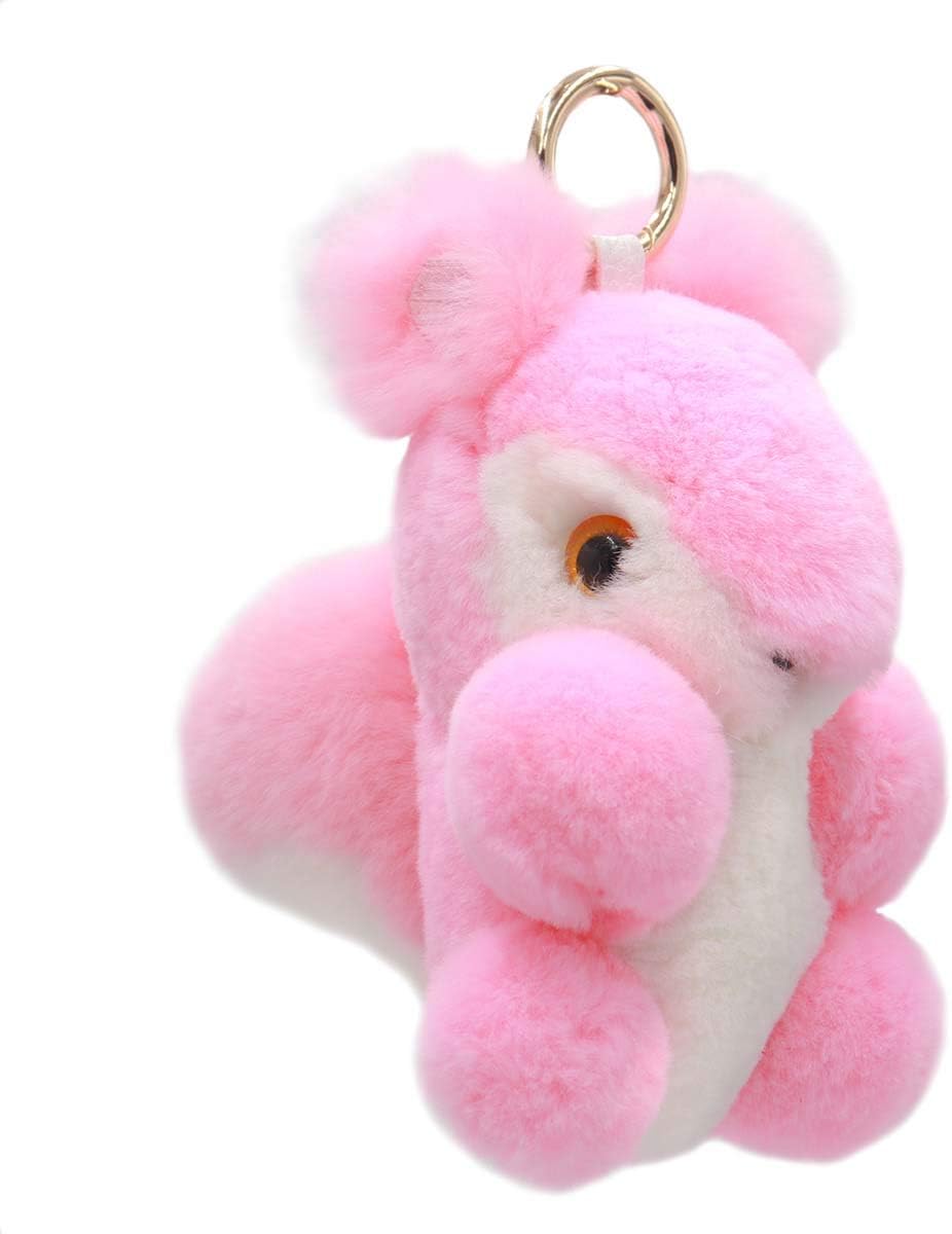 surell Real Rex Rabbit Fur Eggplant Keychain - Cute Plush Vegetable Charm with Soft Pompom - Gardening Gift Accessory