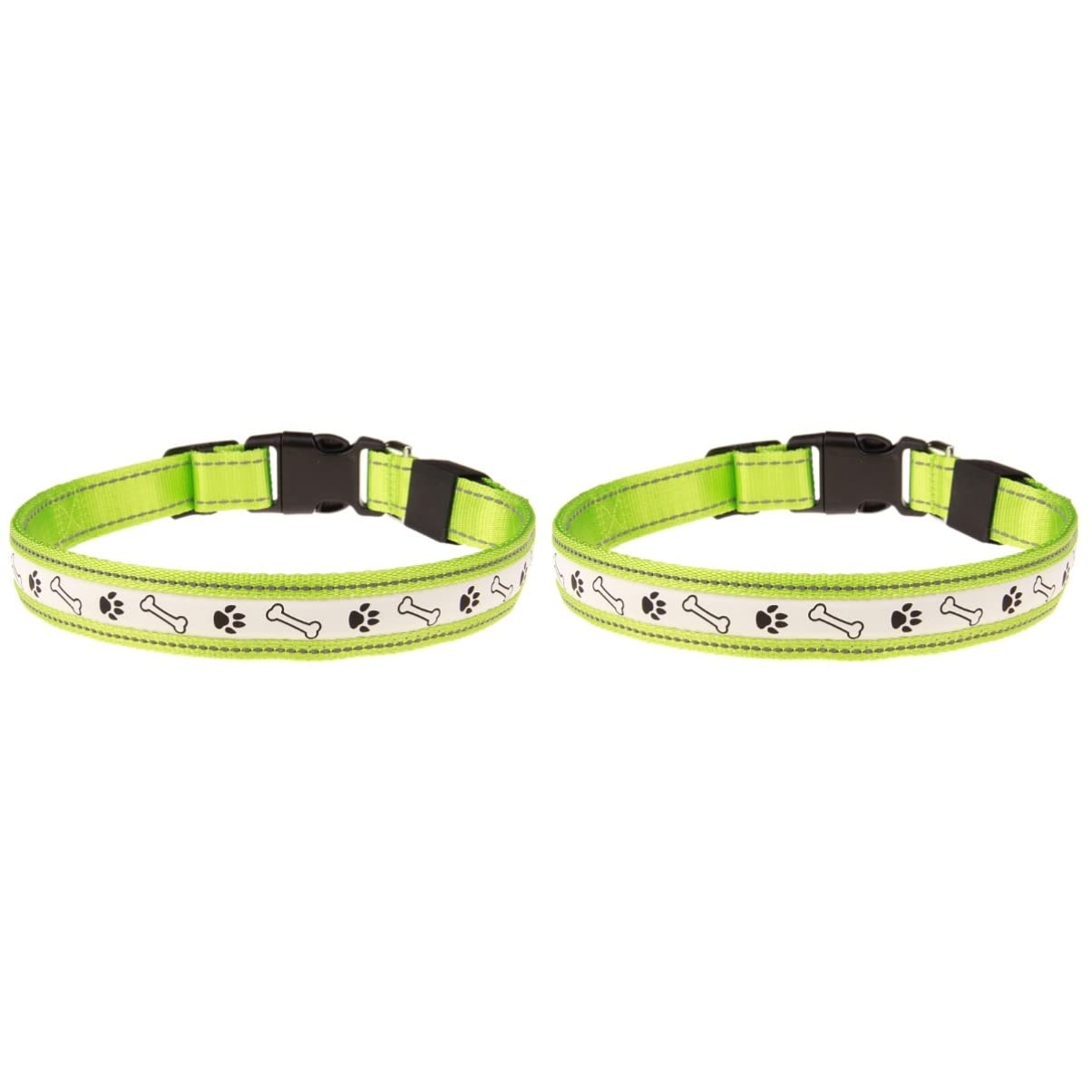 POPETPOP 2 Pièces Et Animal de Compagnie Clignotant Vert pour Os M Exploité Collier de Sécurité de Marche Jusqu'à LED Rougeoyante Empreinte Taille Batterie Nuit Chiens Lumière Collier de