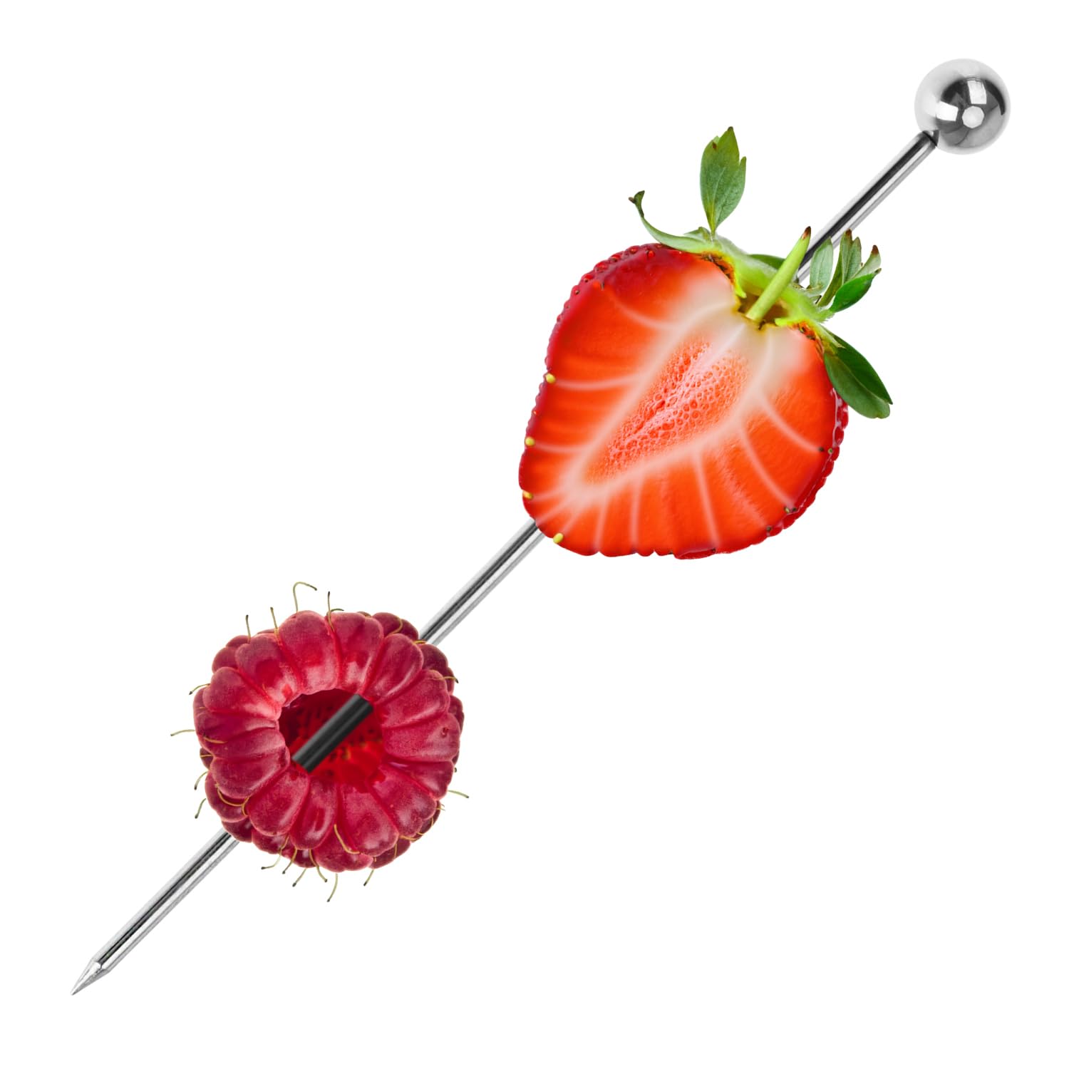 COM-FOUR® 20x brochetas de cóctel de acero inoxidable - brochetas para comer con los dedos, frutas, hamburguesas - recolector de fiestas reutilizable de 11 cm (20 piezas - 11cm)