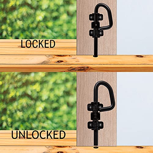 Loop Style Spring Locking Barrel Bolts Door Latch Hardware For Sheds, Gates, Barn Doors, Wooden Window, Chicken Coops Black - 1 Pair Includes 8 Screws #TOP3