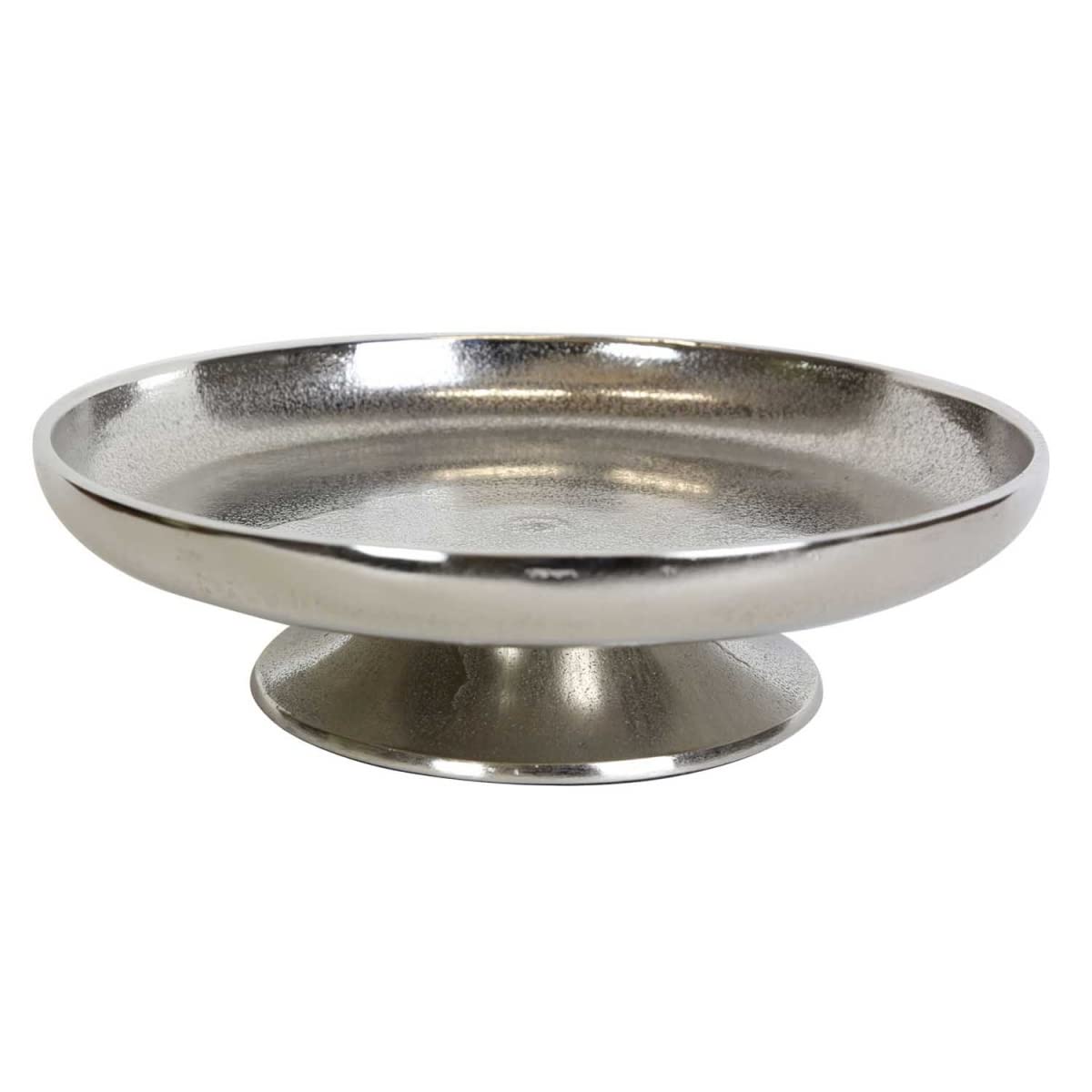 Casa Moro Aluminium Silber Tablett Livorno M mit Fuß Ø 26cm rund Obstteller Luxus Kuchenplatte handgegossen - Serviertablett Weihnachtsdeko für Wohnzimmer Esszimmer Küche ALTB16M