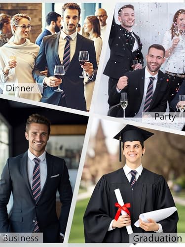 Image of Luckyvestir Striped Ties for Men Classic 3.15 inch Men's Tie Formal Neckties for Business Graduation Dinner Wedding