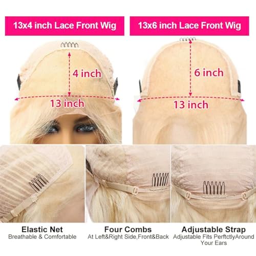 613 Lace Front Wig Human Hair Pre Plucked Blonde Wig Human Hair 180% Density 13x6 Body Wave HD Lace Frontal Wig Glueless Wigs Human Hair With Baby Hair 30 Inch - Image 3