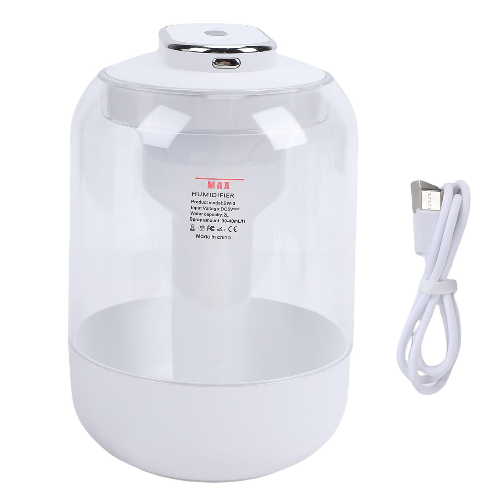 Umidificatore a doppio spruzzo Umidificatore a nebbia fredda da tavolo con display digitale ricaricabile USB da 2 litri con luce notturna per ufficio e casa
