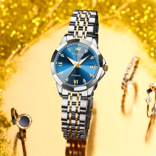 Image of OLEVS Womens Watches Automatic Luxury Dress Ladies Watch Ceramic Strap Rose Gold Self Winding Female Wrist Watch