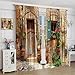 Fblifil Italy Landscape Curtains Europe Old Street Tuscany Street Scene Spring Red Floral Flowers Green Plants Window Drapes for Living Room Bedroom Kitchen Decor 42