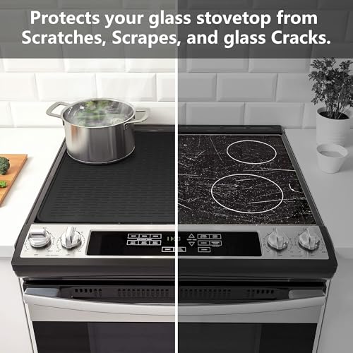 Silicone Top Cover for Electric Stove - Mat for Glass Top, Glass Cooktop Protector, XL Dish Drying Mats For Kitchen, Electric Oven Covers (Black,28 x 20)