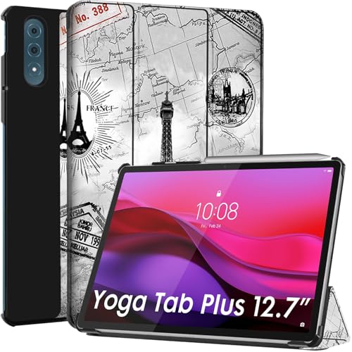 Image of Robustrion Cover Case for Lenovo Yoga Tab Plus 12.7 inch Cover, Trifold Cover Case for Lenovo Yoga Tab Plus Cover 12.7 inch [Auto Sleep Wake Support] - Eiffel