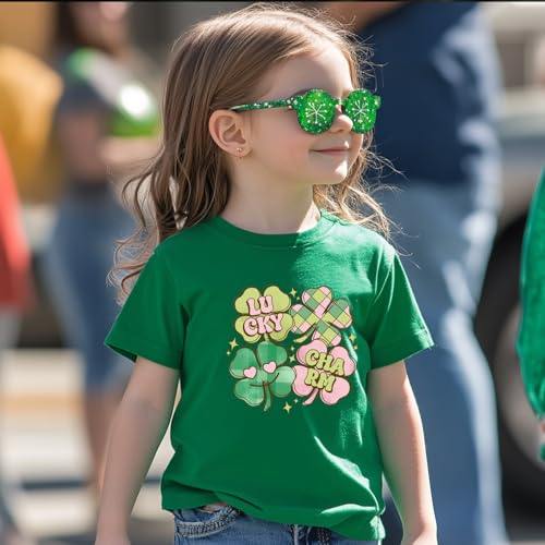 Toddler Girl St Patrick's Day Shirts Cute Lucky Tshirts Cotton Short Sleeve Tees 2-10 Years4