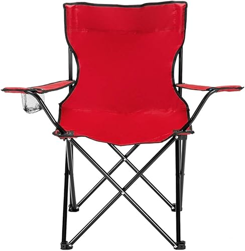 Miniatura 4 de Silla de camping plegable portátil con reposabrazos portavasos y bolsa de transporte y almacenamiento (rojo)