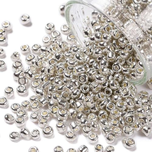 LOT DE 1000 PERLES DE ROCAILLE ARGENTE ARGENT Diametre 2 mm 12/0 - CREATION