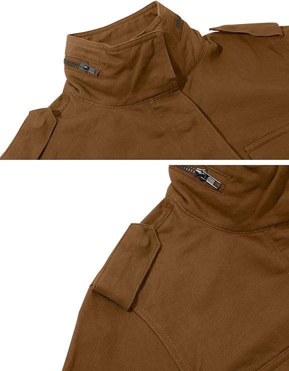 Womens Military Zip Up Snap Buttons Jacket Safari Utility Coat Outwear Casual Anorak Jackets with Pockets3
