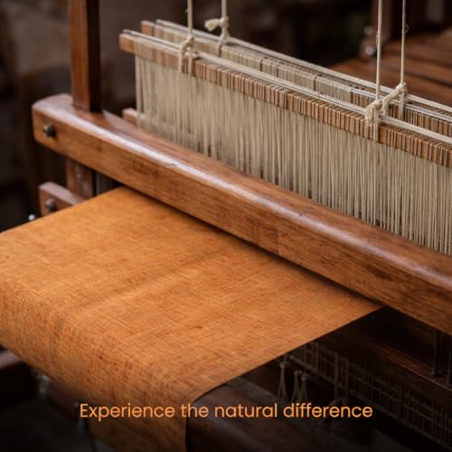 Image of Unstitched Cotton Fabric for Men and Women - Light Weight Trending Self Pattern Khadi Cotton Fabric Material (5 Meter, Light Orange)