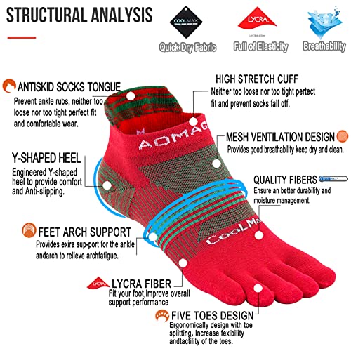 Aomagic Toe Socks Men Women Athletic Running Five Finger Colorful Sports Sock,Soft Comfy,Moisture Wicking,Lightweight,Ankle-Medium #TOP6