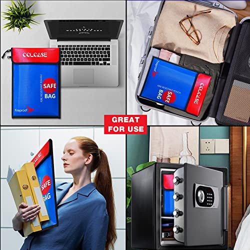 Colcase Fireproof Document Bag (2000 ℉)15 X 11 Inches Upgraded 2 Pockets Silicone Coated Fireproof And Waterproof Bag Fireproof Safe Bag Storage For Money, Documents, Jewelry And Passport #TOP4