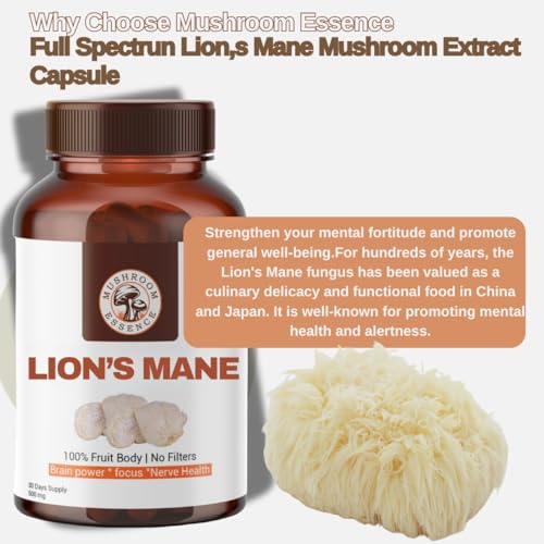 Image of Lion's Mane Mushroom Extract Capsules 500mg (30 Veg Caps) | Natural Wellness & Vitality | 30% Beta-Glucans