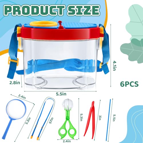 PullCrease 36 Pcs Bug Catcher Kit Insect Catching Outdoor Explorer Kit with Insect Transfer, Tweezers, Magnifying Glasses, Sticks, Observation Cages, Shoulder Straps for Kids Gift(Blue)