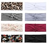Turban Headbands for Women Boho Wide Twist Head Bands Short Hair Thick Headwraps Non Slip, Solid Color