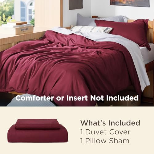 Image of Bedsure Twin /Twin XL Duvet Cover, Soft Double Brushed Bedding Set, Red | For Kids & Adults, 68 inchx90 inch Comforter Cover, Hotel Luxury, All Season, Breathable, Easy Care, Lightweight, Zipper Closure