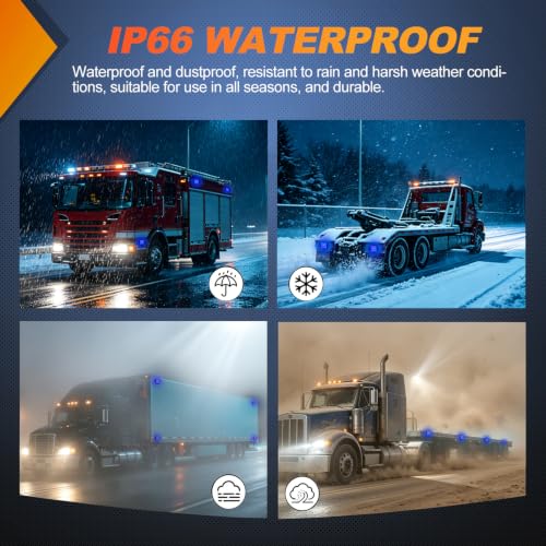 Image of Nilight Magnetic Strobe Lights 2PCS Blue 12 LED Rechargeable Emergency | 18 Flash Patterns Waterproof Hazard Beacon Wireless Warning Light for Trucks Trailers Snow Plows Buses Cars