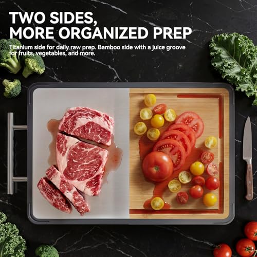 Image of Titanium Cutting Board - Double Sided Chopping Board, Titanium /Bamboo