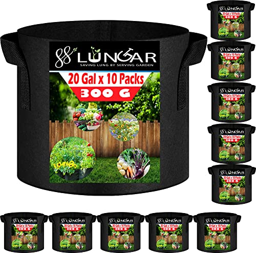LUNGAR Plant Grow Bags - 20 Gallon 10 Packs Planter...
