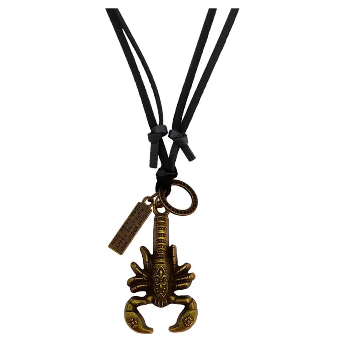 New Black Scorpio Locket With Adjustable Leather Cord Bronze, Leather Pendant Necklace Chain For Men And Women-image-21