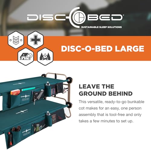 Disc-O-Bed Large, with 2 Side Organizers, Green