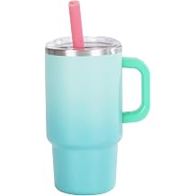4oz Mini Tumbler with Handle and Straw, Stainless Steel Shot Glasses with Lid, Double Wall Vacuum Insulated for Iced Coffee Hot Drinks Light Blue