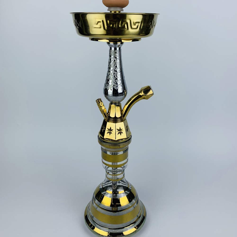 LJJ Cachimba Shisha, Juego Completo de 1 mangueras - jarrón Grande de Vidrio para narguile con Clip para carbón, Juego de narguile, para la Mejor Shisha