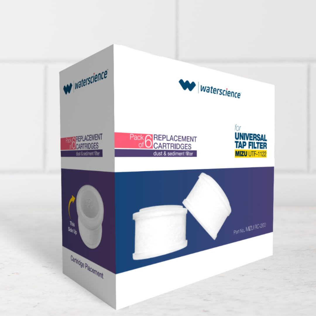 Waterscience Kitchen Tap Filter Replacement Cartridge (Pack Of 6) For Mud, Sand & Sediments - White