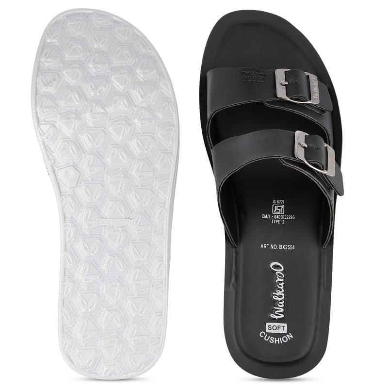 Image of WALKAROO Slip-On Sandals For Women| Soft Cushion Sole & Stylish Double Buckle Upper|Comfortable for Casual, Home, Shopping, Travel|BX2554