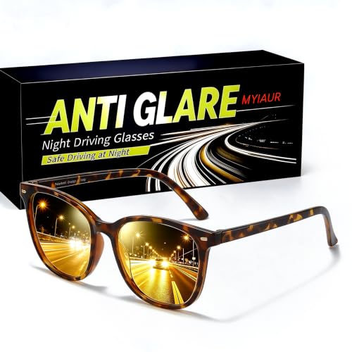 Myiaur Polarized Night Vision Glasses for Women, Anti-Glare Yellow Lens