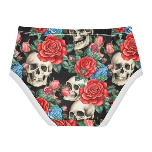 Joisal Skulls Red Roses Black Toddler Girls Underwear 2t Cotton Cute Panties Girl Designer Kids Undies Briefs2