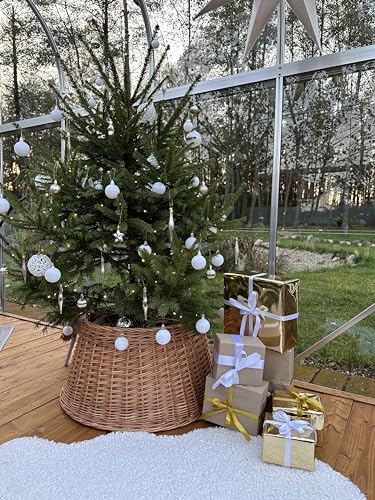 Cache pour sapin de Noël en osier gris marron de 50cm e-wicker24 - 8
