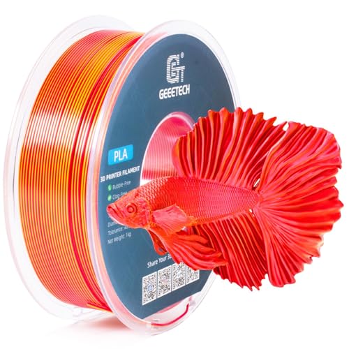 Geeetech Silk PLA Filament 1.75mm Silk Dual Color Filament, Coextrusion Dichromatic Metal-Like Shiny Consumable 1kg (2.2lbs) 1 Spool, Dimensional Accuracy +/- 0.02 mm, Gold Red