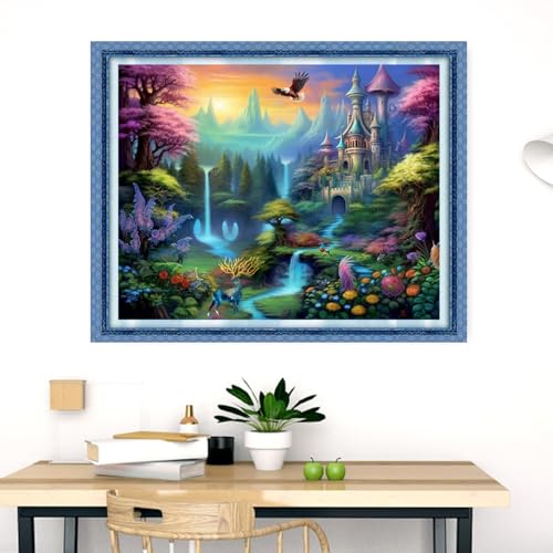 Image of Dimensean Stamped Cross Stitch Kits Full Range of Embroidery Patterns Starter Kits for Beginners Adult DIY Cross Stitches Needlepoint Kits 11CT-Fairyland on Earth 16x20 inch