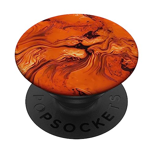 Abstract Orange Pattern #035 PopSockets Swappable PopGrip, Black