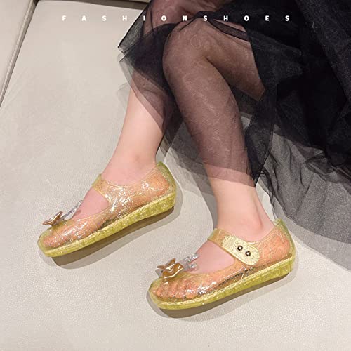 Jelly Shoes for Girls Princess Dress Up Flat Sandals for Toddler Cosplay Clear Glitter Jellies Mary Janes with Bow/Crown3