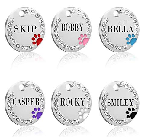 VRWUSA Custom Personalized Rhinestone pet ID tag - Small Medium Large Dogs