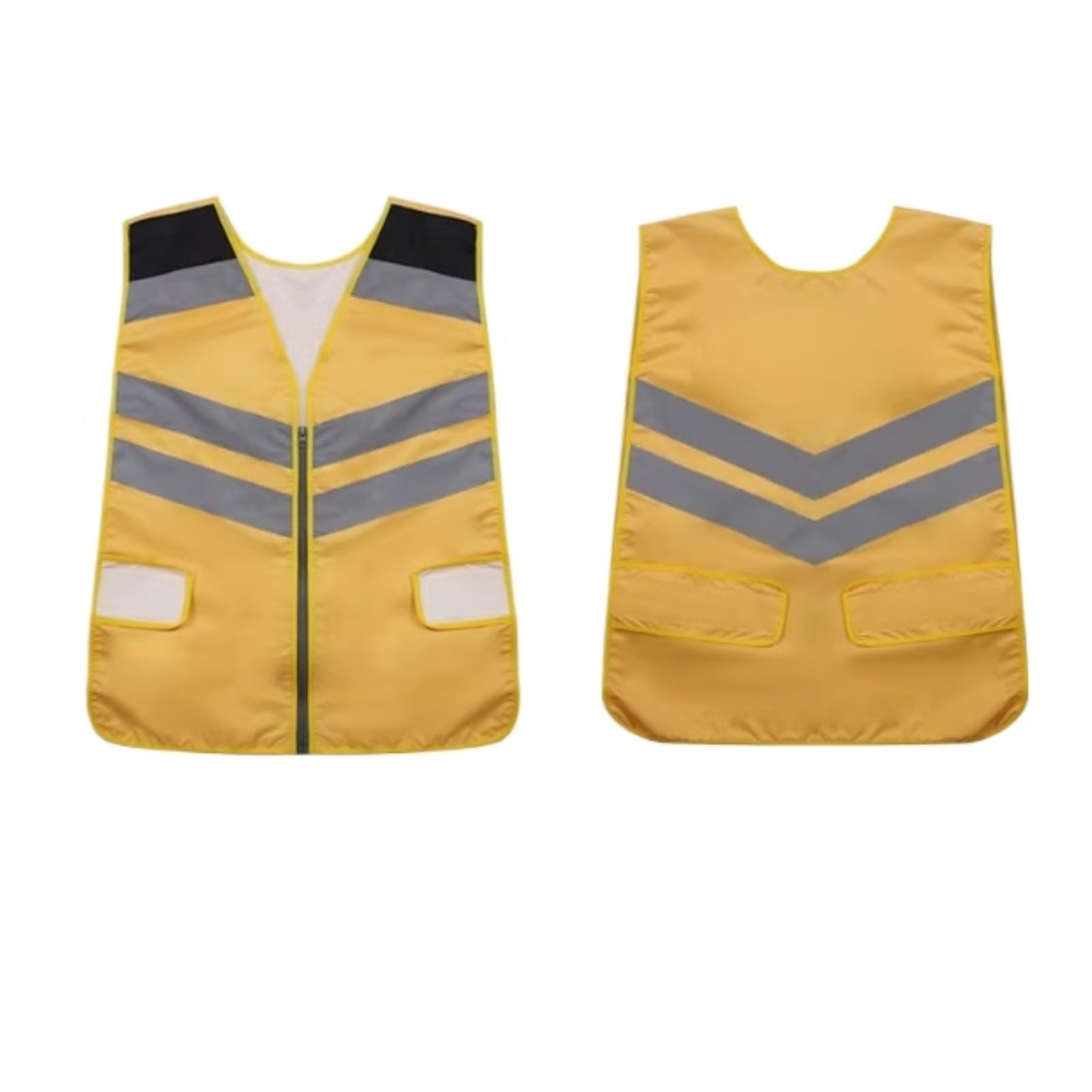 Gilet de haute visibilité, Gilet de cyclisme réfléchissant multi-poches en tissu Oxford jaune taille unique