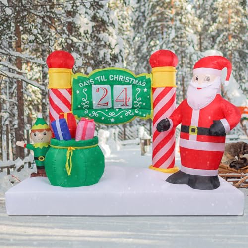 Vipush 6.9 FT Christmas Inflatable Decorations Countdown Christmas Decorations Outdoor Inflatable with LED Light Outdoor Holiday Decor Blow Up Yard Decor