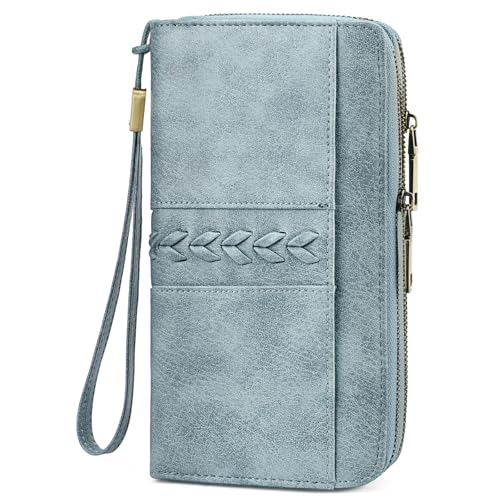 Image of FALAN MULE Wallets for Women Trifold Wristlet Wallets Large Capacity RFID Blocking Ladies Purse Credit Card Holder