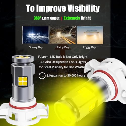 Image of 5202 LED Fog Light Bulbs 3000K Gold Yellow, Pack of 2 | 2000 Lumens Super Bright 12V LED Bulb Replacement for Car Truck SUV, Compatible with H16 PS19W PS24W 5201