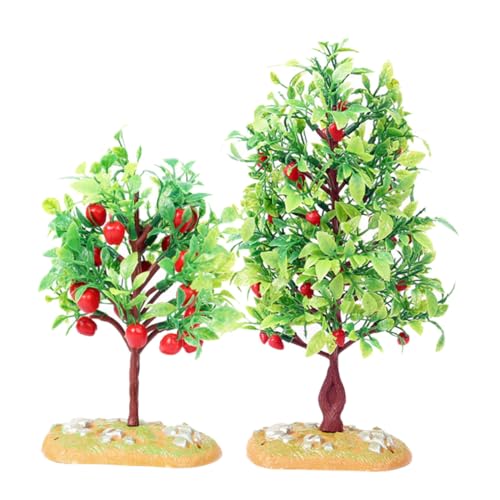 POPETPOP 2個 ?真果樹模型 精巧な手作り ミクロ景観装飾用樹木 砂場ジオラマ用 風景木モデル にな
