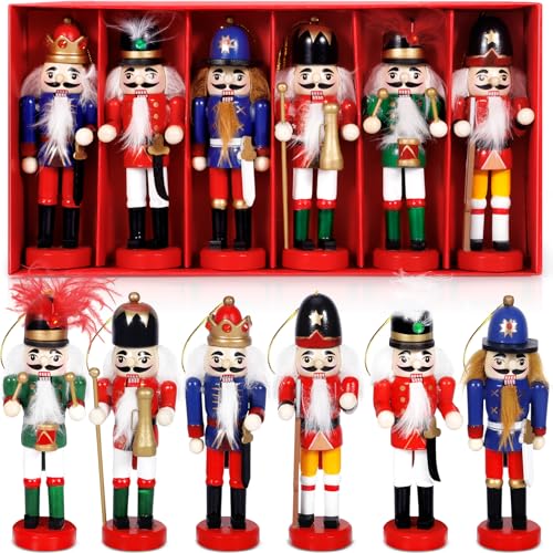 VIPNAJI 6 Stücke Weihnachten Nussknacker, 13cm Hölzerne Soldat...