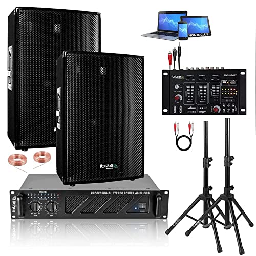 Ibiza Sound DJ Sonorisation avec 2 Enceintes et Ampli 960W DMJ USB