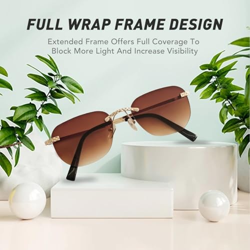 Rimless Square Sunglasses Frameless Modern Eyewear for Women Men Romantic Outings Vacation Style High Street Fashion3