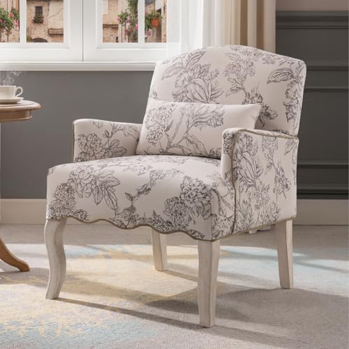 Ya-Home Fauteuil de Salon Vintage avec Pied en Bois et Oreiller Lombaire Fauteuil Rembouré Coussin...